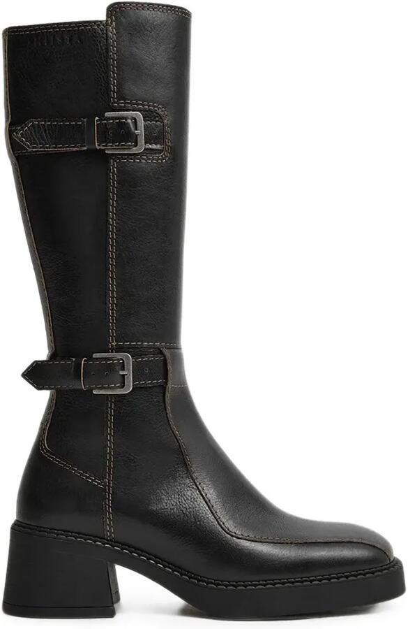 Miista Jarmila buckle-detail topstitched boots Zwart