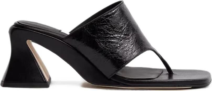 Miista Leren sandalen met gekreukt effect en hak Zwart
