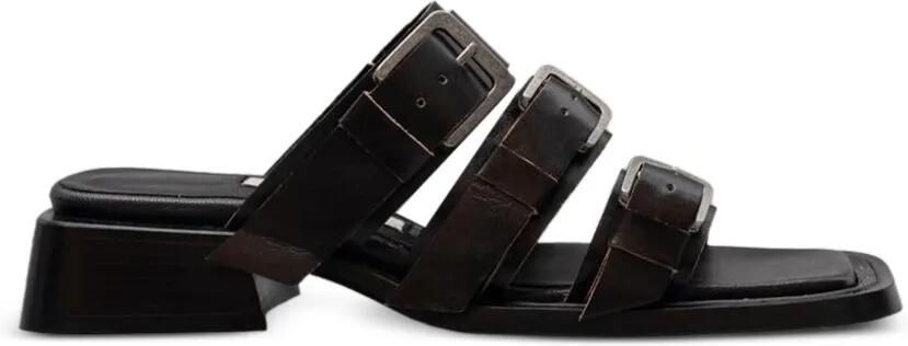 Miista Lordette leren sandalen Zwart