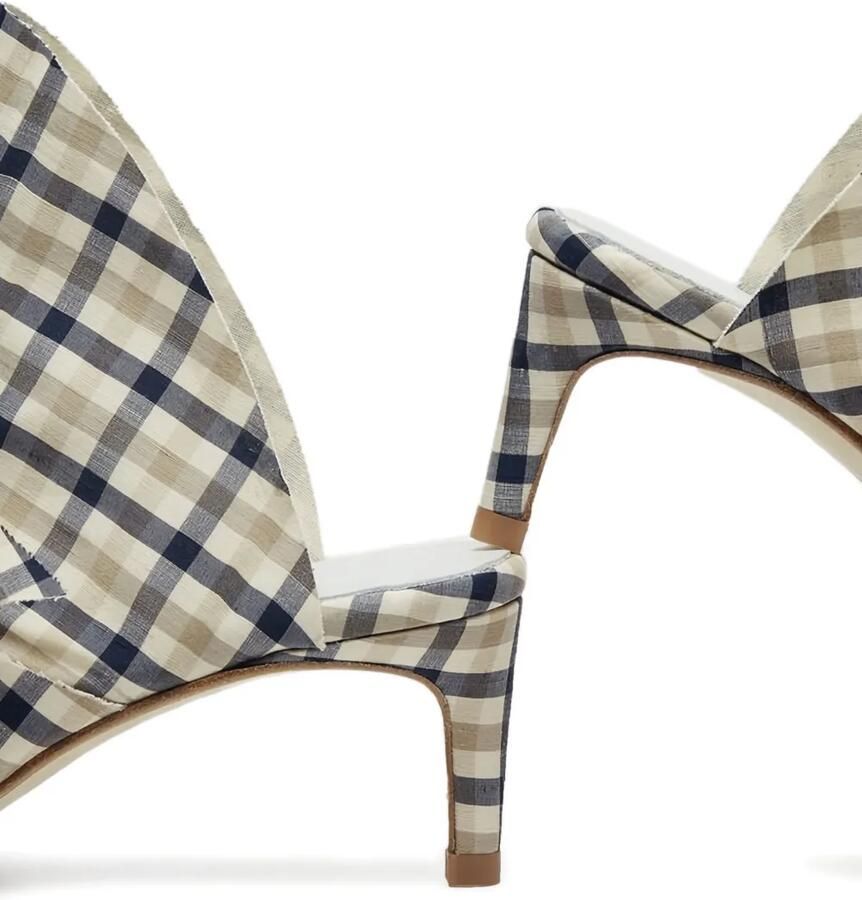 Miista Paulette 60mm muiltjes met gingham ruit Beige