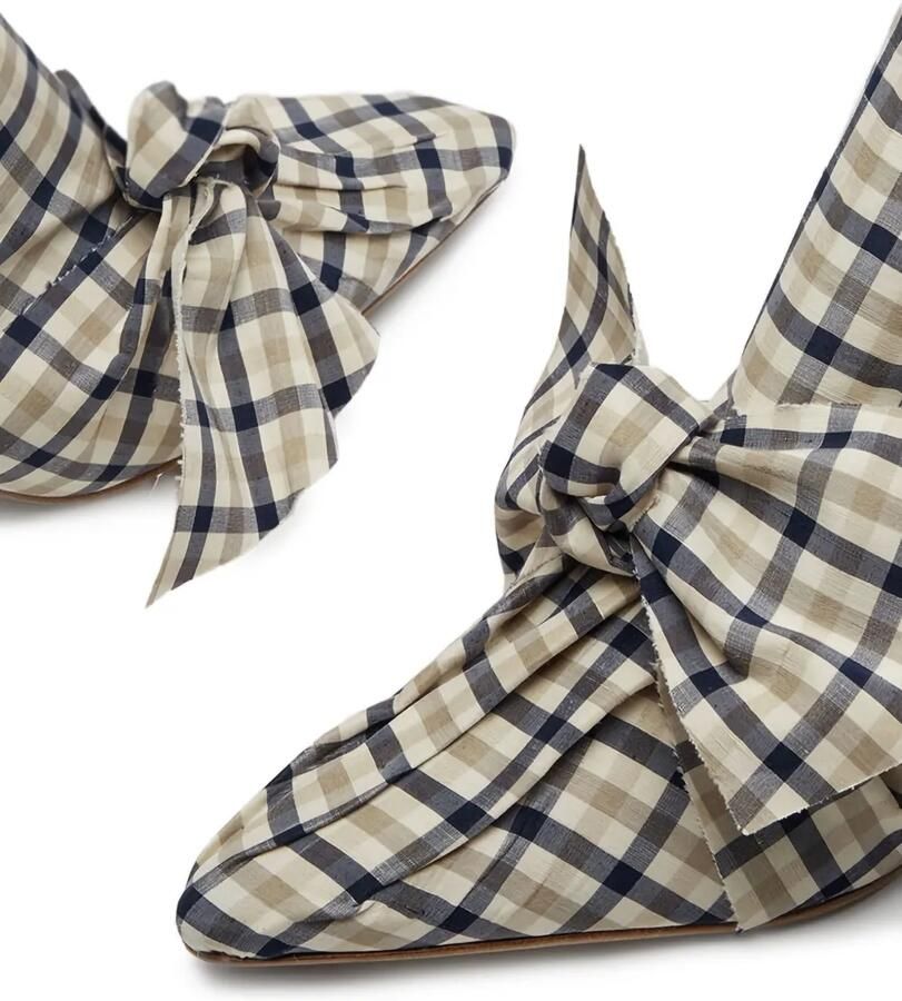 Miista Paulette 60mm muiltjes met gingham ruit Beige - Foto 2