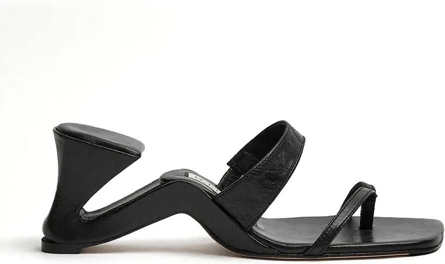Miista Sandalen met bewerkte hak en teenbandje Zwart - Foto 2