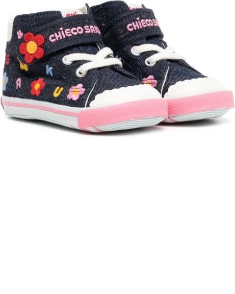 Miki House Sneakers met geborduurde bloe Blauw