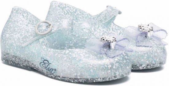 Mini Melissa Elsa ballerina's met glitter en print Blauw
