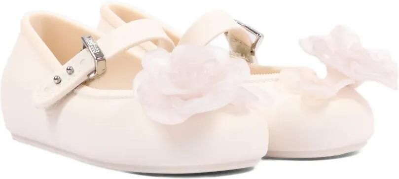 Mini Melissa Ballerina's met bloemapplicatie Beige