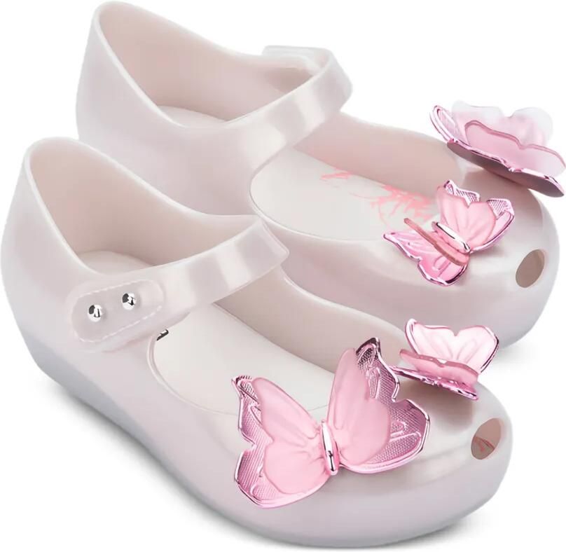 Mini Melissa Ballerina's met vlinder-applicatie Beige
