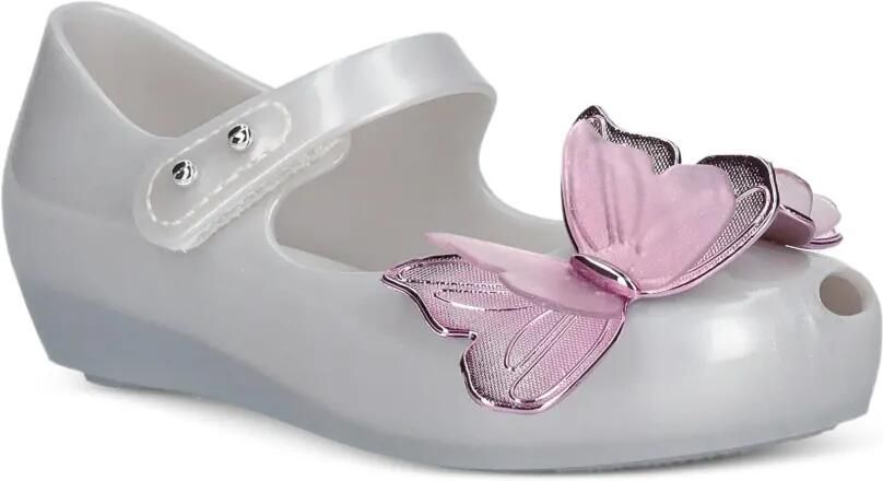 Mini Melissa butterfly-patch touch-strap ballet flats Grijs