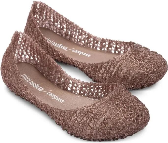 Mini Melissa Campana ballerina's met glitter Bruin