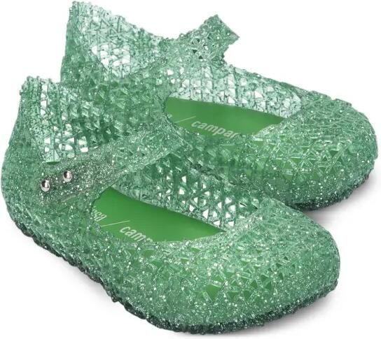 Mini Melissa Campana ballerina's met glitter Groen
