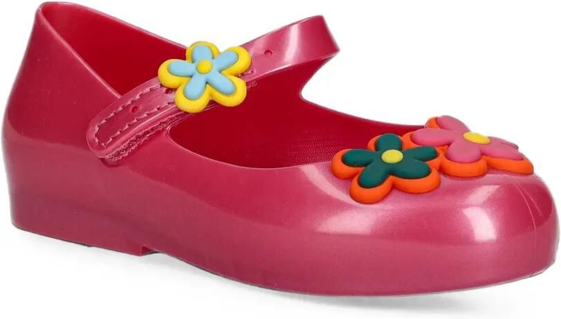 Mini Melissa flower-embellished touch-strap ballet flats Roze
