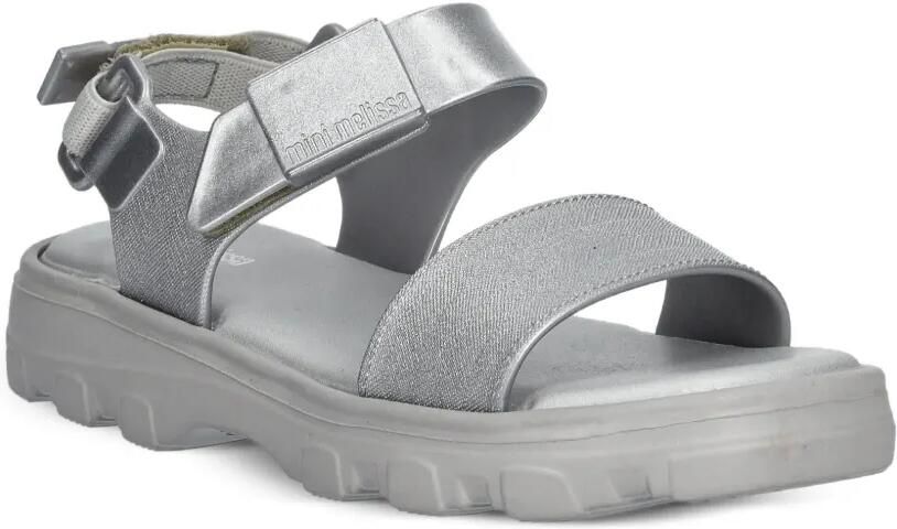 Mini Melissa Kick Off chunky sandalen met klittenband Zilver