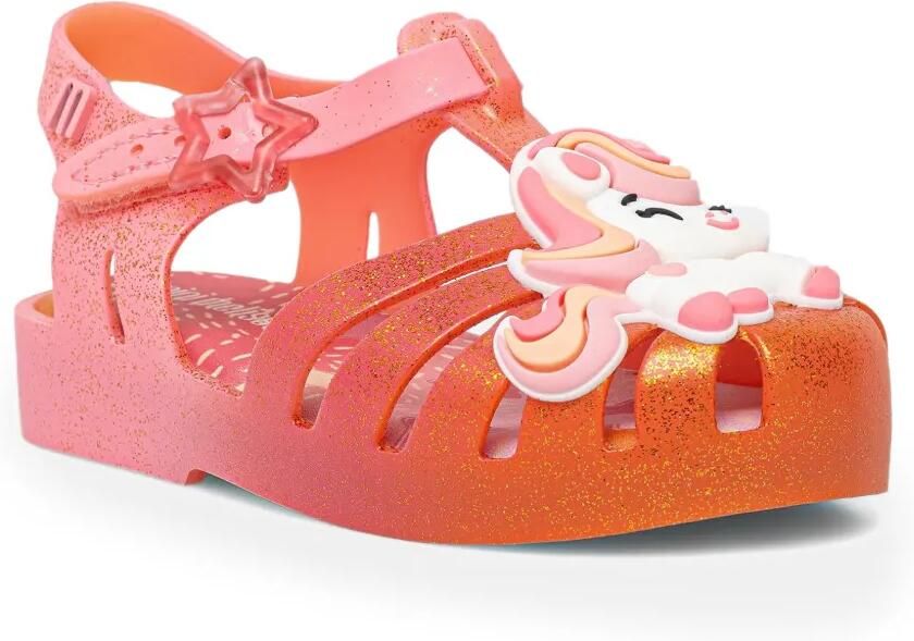 Mini Melissa Possession Uni glitter-effect unicorn-motif sandals Oranje