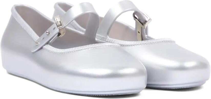 Mini Melissa Soft Ballerina's met klittenband Zilver