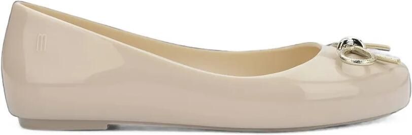 Mini Melissa Sweet Love Chrome bow-detail ballet flats Beige