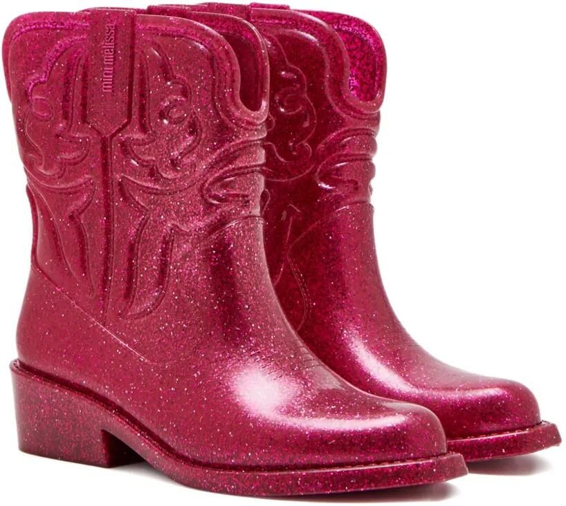 Mini Melissa Texas laarzen met glitter en reliëf Roze