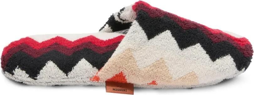 Missoni Home Gebreide slippers met zigzag-patroon Rood