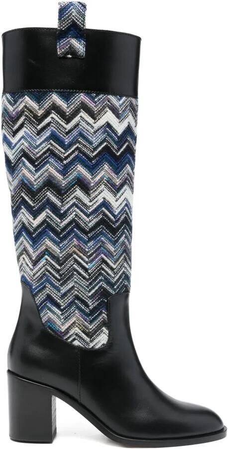 Missoni 75 mm Sophie laarzen met zigzag-patroon Zwart