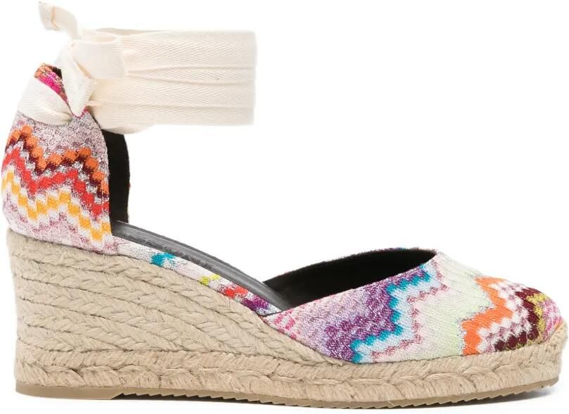 Missoni Espadrilles met chevron-streep en sleehak Oranje - Foto 3