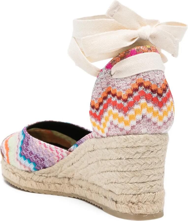 Missoni Espadrilles met chevron-streep en sleehak Oranje - Foto 2