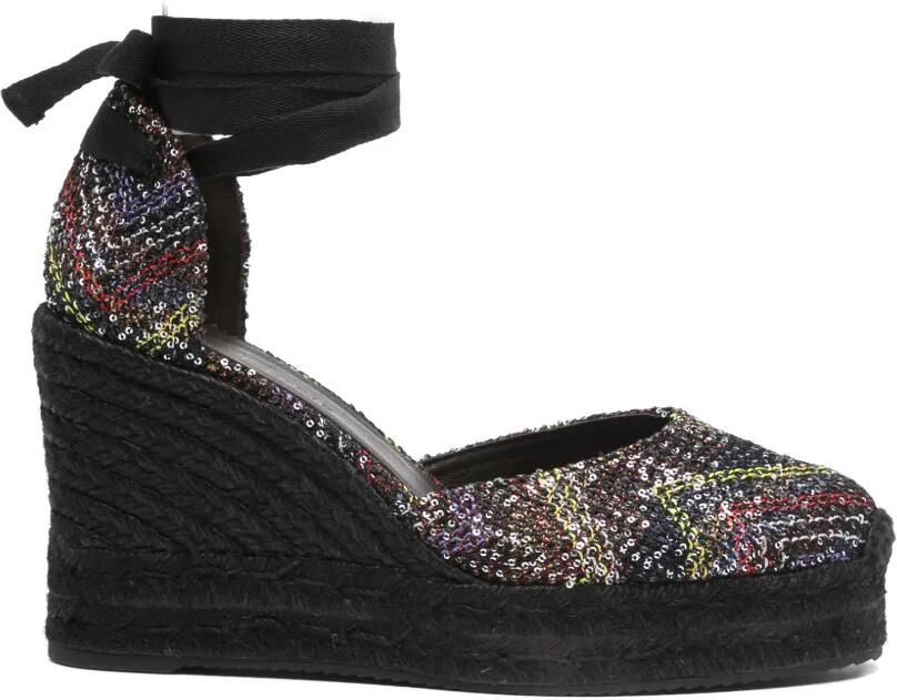 Missoni Espadrilles met sleehak en pailletten Zwart