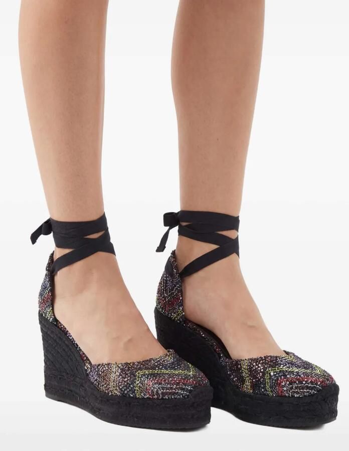 Missoni Espadrilles met sleehak en pailletten Zwart - Foto 3