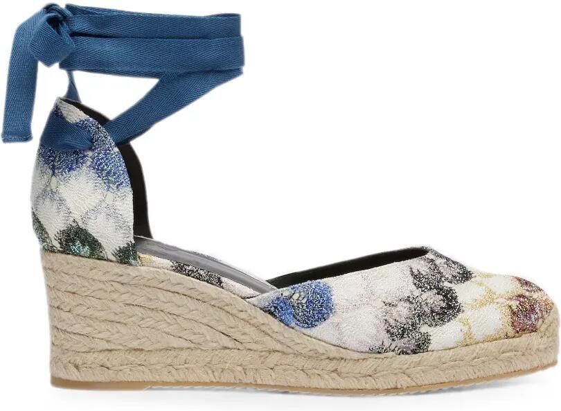 Missoni Gebreide espadrilles met zigzag-patroon en striksluiting Wit