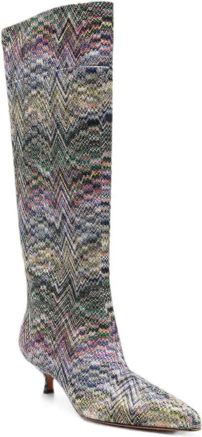 Missoni Gebreide laarzen met kitten-hak en zigzag-patroon Blauw - Foto 2