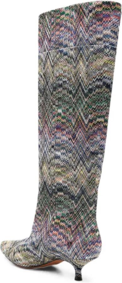 Missoni Gebreide laarzen met kitten-hak en zigzag-patroon Blauw - Foto 4