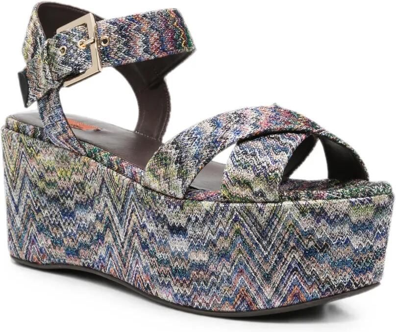 Missoni Gebreide sandalen met plateauzool en zigzag-patroon Blauw - Foto 2
