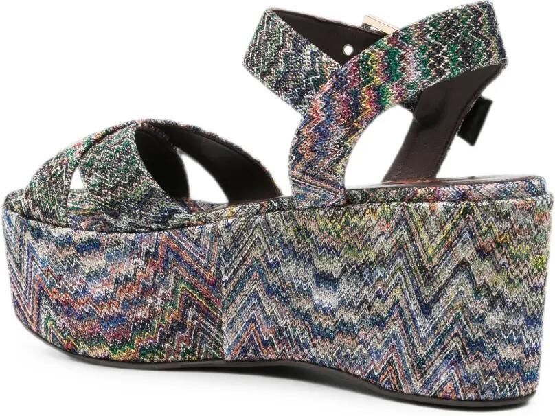 Missoni Gebreide sandalen met plateauzool en zigzag-patroon Blauw - Foto 4