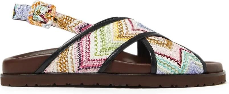 Missoni Gebreide sandalen met zigzag-patroon en gekruiste bandjes Beige