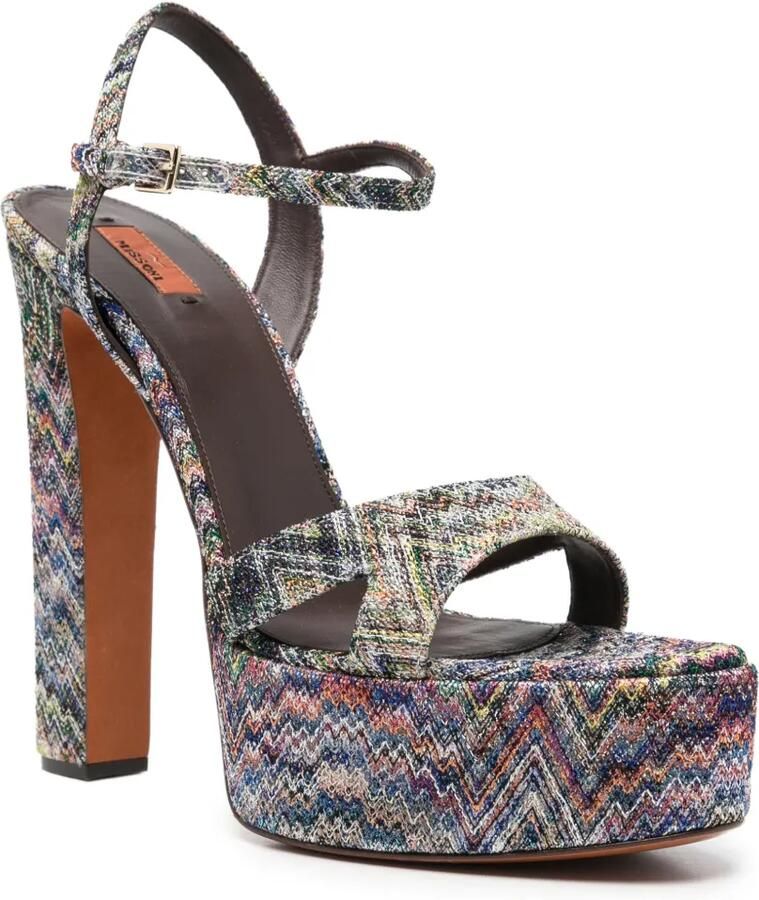 Missoni Gebreide sandalen met zigzag-patroon en hak Blauw - Foto 2