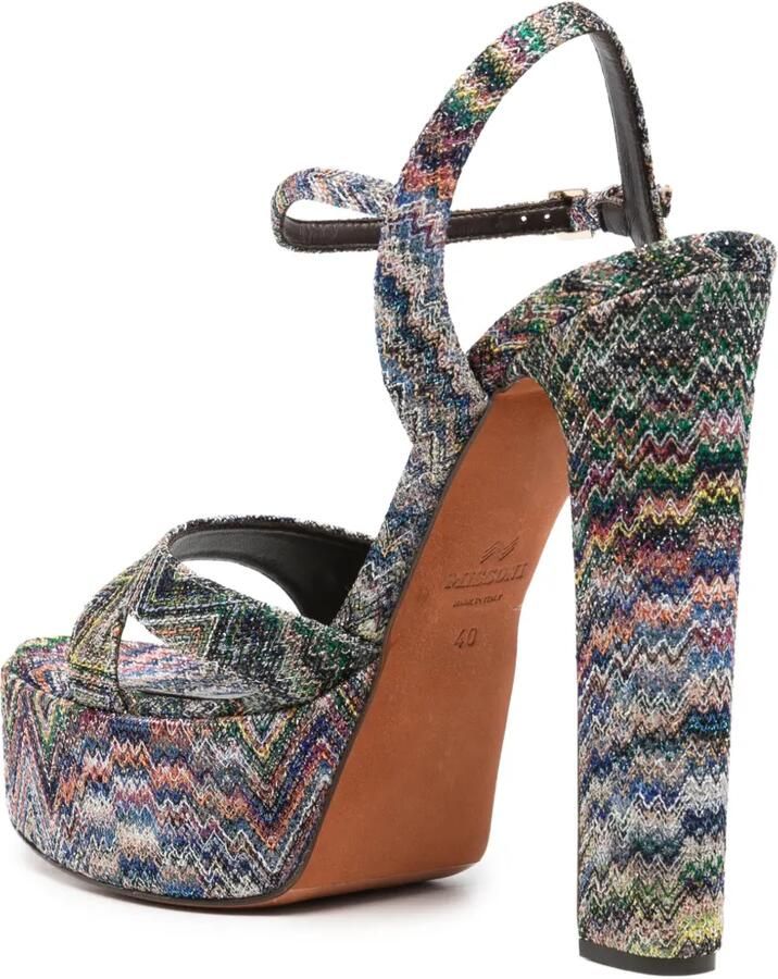Missoni Gebreide sandalen met zigzag-patroon en hak Blauw - Foto 3