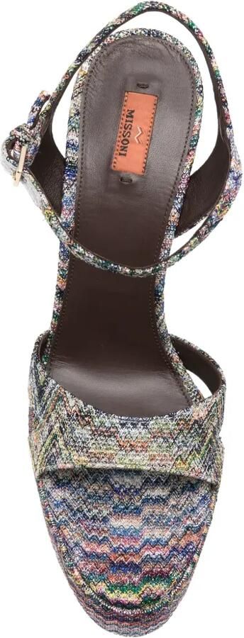 Missoni Gebreide sandalen met zigzag-patroon en hak Blauw - Foto 4