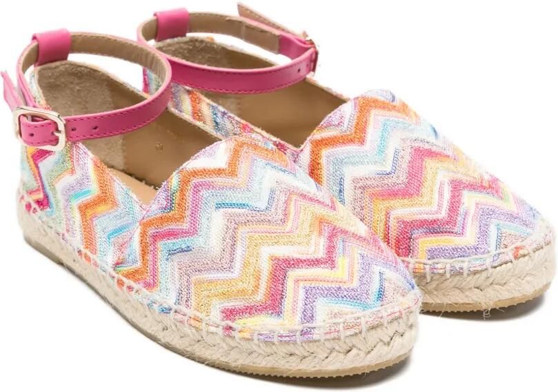 Missoni Kids Ballerina's met enkelbandje en zigzag-patroon Roze