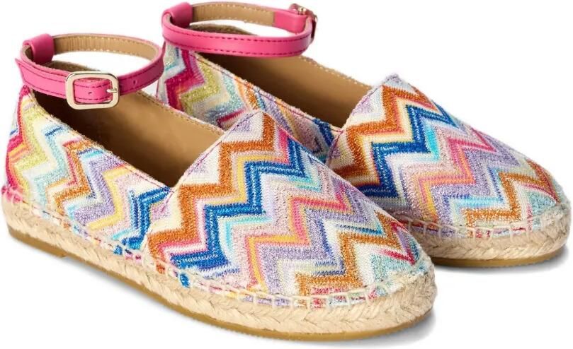 Missoni Kids Espadrilles met enkelbandje en zigzag-patroon Blauw