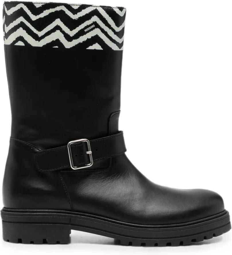 Missoni Kids Laarzen met zigzag-print en gespen Zwart