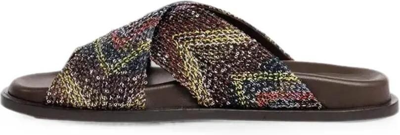Missoni Platte sandalen met gekruiste bandjes en zigzag-patroon Bruin - Foto 4