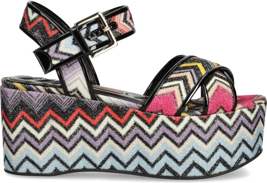 Missoni Sandalen met zigzag-patroon en plateauzool Zwart