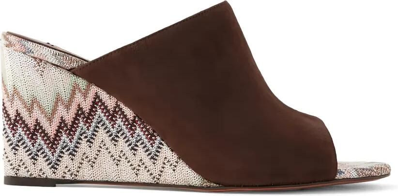 Missoni Suède muiltjes met chevron streep Bruin