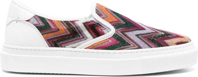 Missoni Sneakers met zigzag patroon en lurex detail Wit