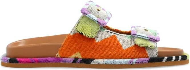 Missoni zigzag-knit buckled sandals Oranje