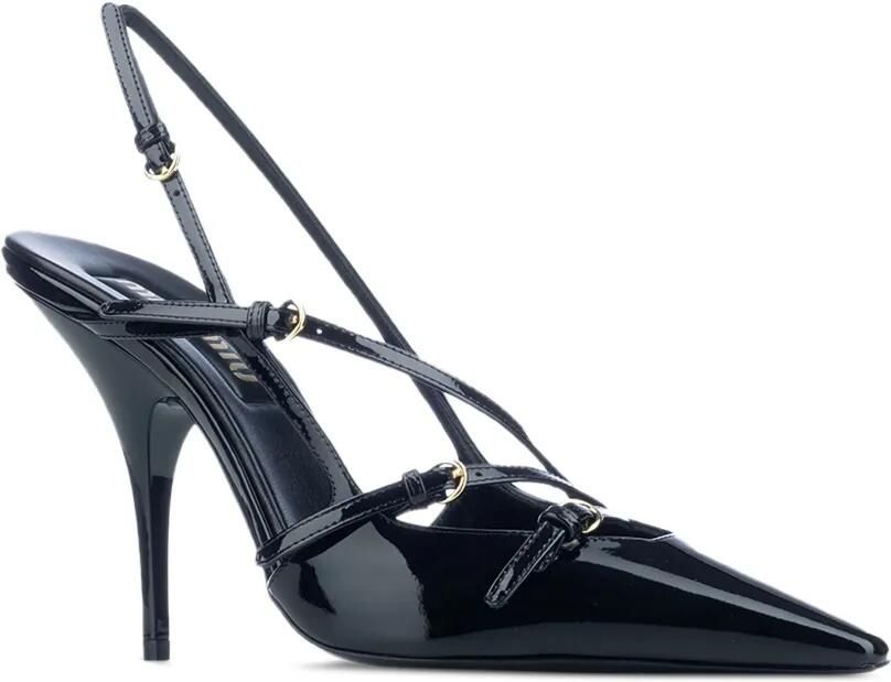 Miu 105 mm slingback pumps met puntige neus Zwart - Foto 3
