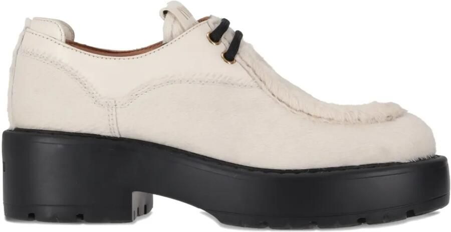Miu 55 mm leren schoenen met plateauzool Beige