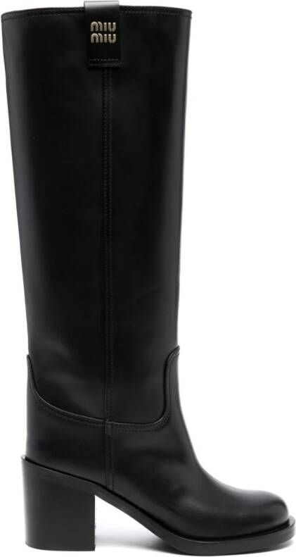 Miu Leren pumps Zwart