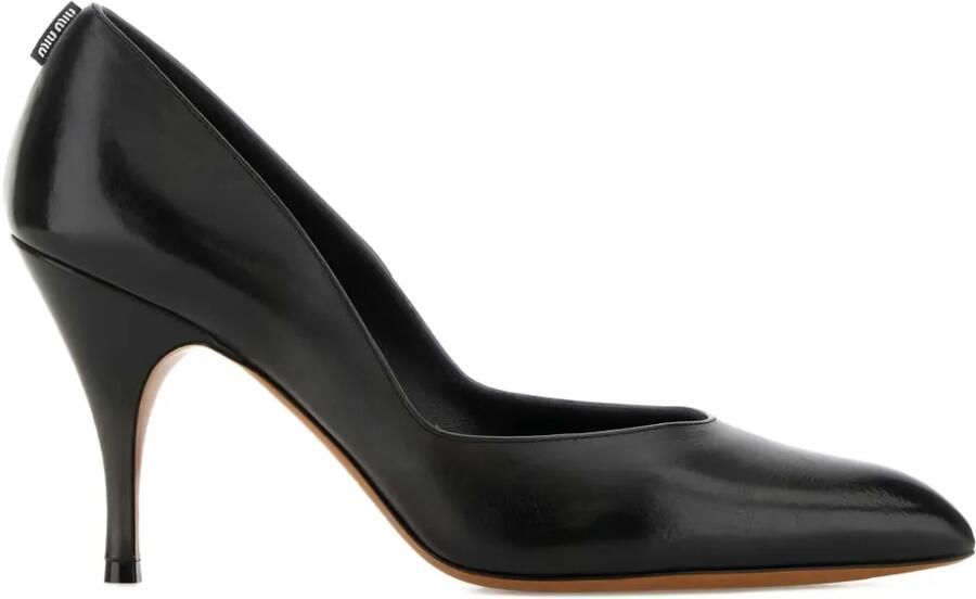 Miu 80 mm leren pumps met hak Zwart