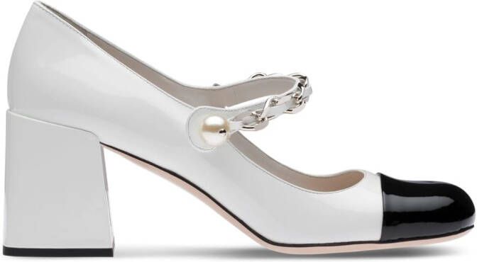 Miu Pumps met kettingbandje Wit