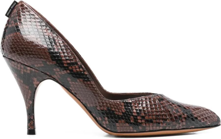 Miu 85 mm Ayers pumps met slangen-effect Bruin