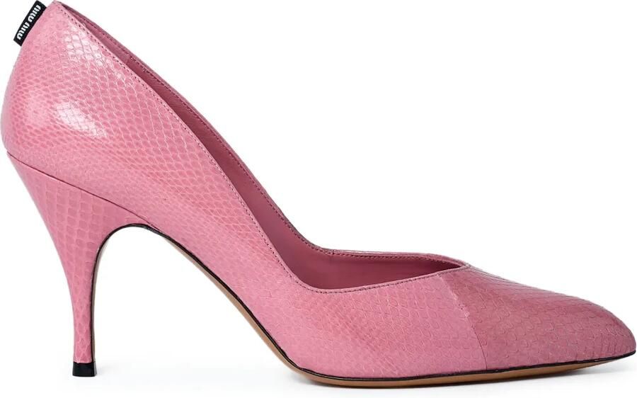 Miu 85 mm pumps met puntige neus en textuur Roze