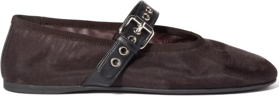 Miu Ballerina's met geborduurd logo en gesp Bruin